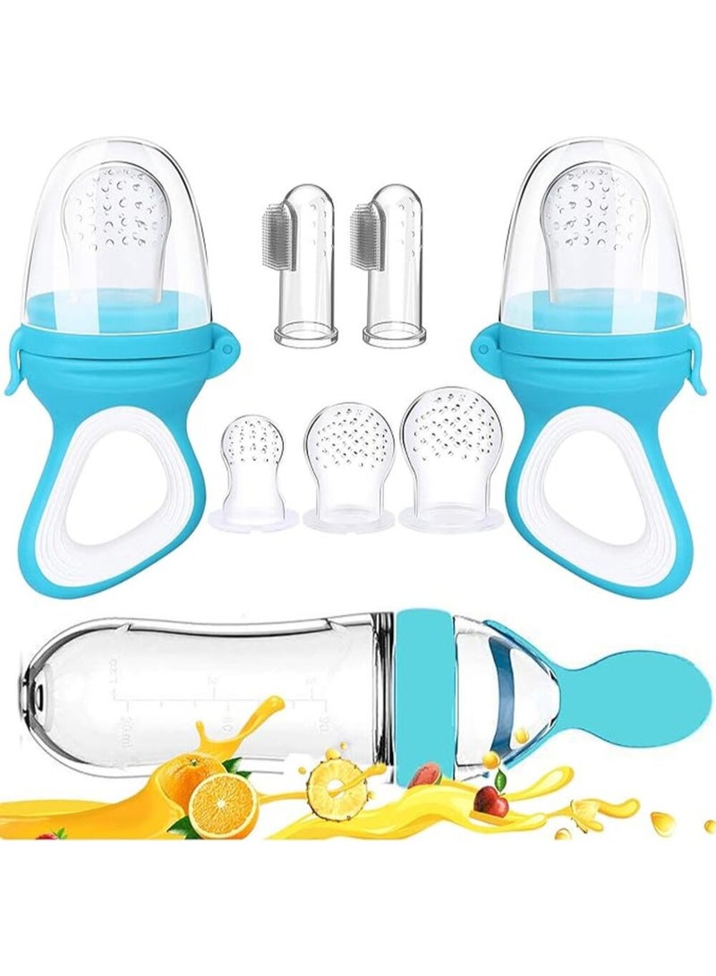 MiniMe Baby Bottle & Fruit Feeder Pacifier Gift Set | Feeding Accessories | 6+ Months | Blue | Food-Safe Plastic | Soft & Gentle on Baby's Skin | Durable | Easy To Clean | Ideal For Daily Use & Gifting. - Image 1