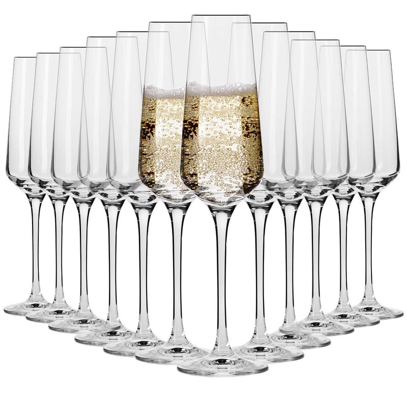 Krosno Crystal Champagne Flute Glass  Set of 12  180 ML  AvantGarde Collection  Perfect for Home Restaurants and Parties  Dishwasher Safe