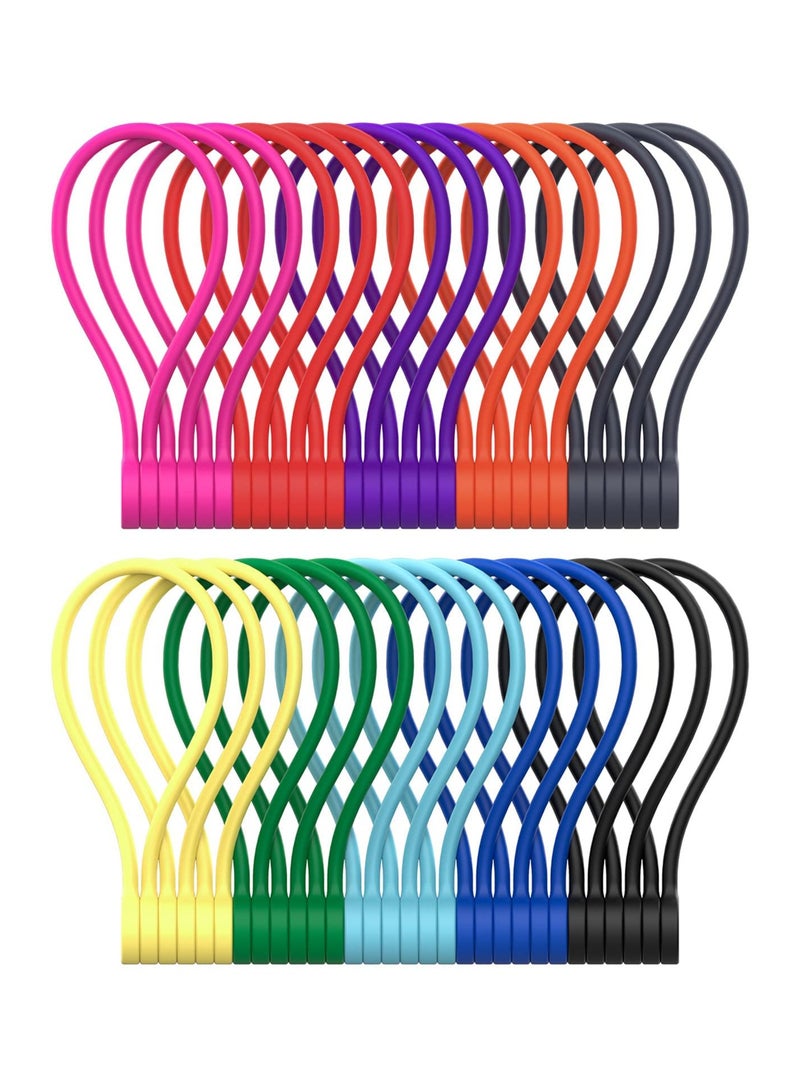 sokany 30 Pack Reusable Silicone Magnetic Cable Ties, Bundling and Organizing, Holding Stuff, Book Markers, Fridge Magnets, Assorted Color, 18cm (10, Colors)  - Image 1