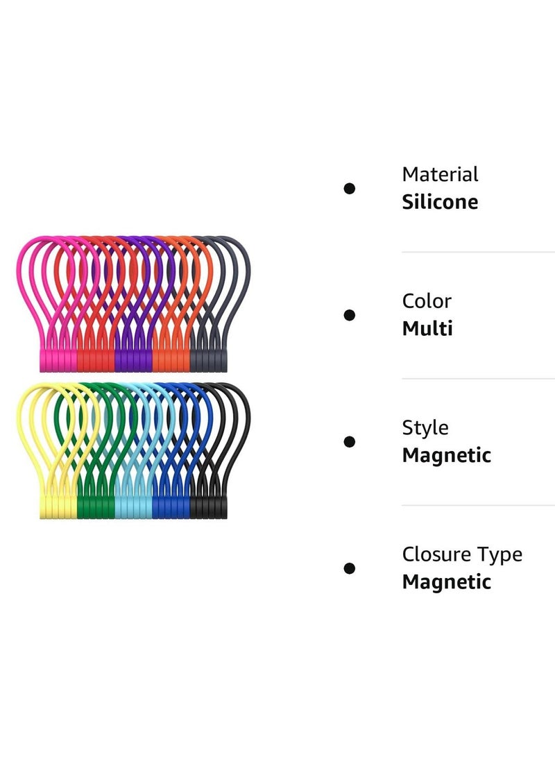 sokany 30 Pack Reusable Silicone Magnetic Cable Ties, Bundling and Organizing, Holding Stuff, Book Markers, Fridge Magnets, Assorted Color, 18cm (10, Colors)  - Image 3