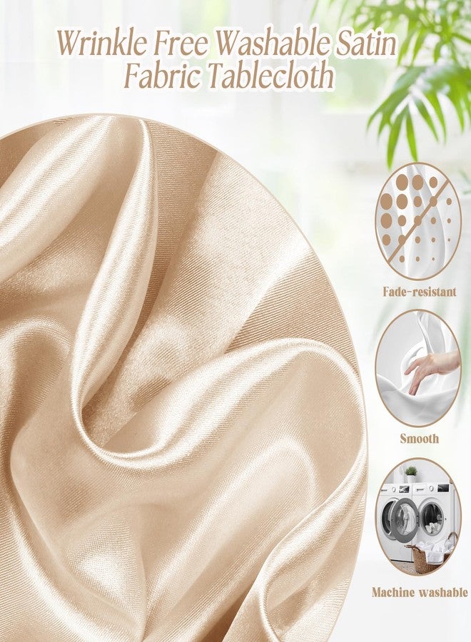Entisn Entsin 2 Pack 120 Inch / 10ft Round Tablecloth, Champagne Satin Table Cover for 8-12 Seats, Wrinkle Resistant and Washable Silky Table Cloths for Wedding Party Banquet Events Decoration - Image 5
