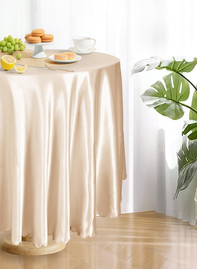 Entisn Entsin 2 Pack 120 Inch / 10ft Round Tablecloth, Champagne Satin Table Cover for 8-12 Seats, Wrinkle Resistant and Washable Silky Table Cloths for Wedding Party Banquet Events Decoration - Image 3