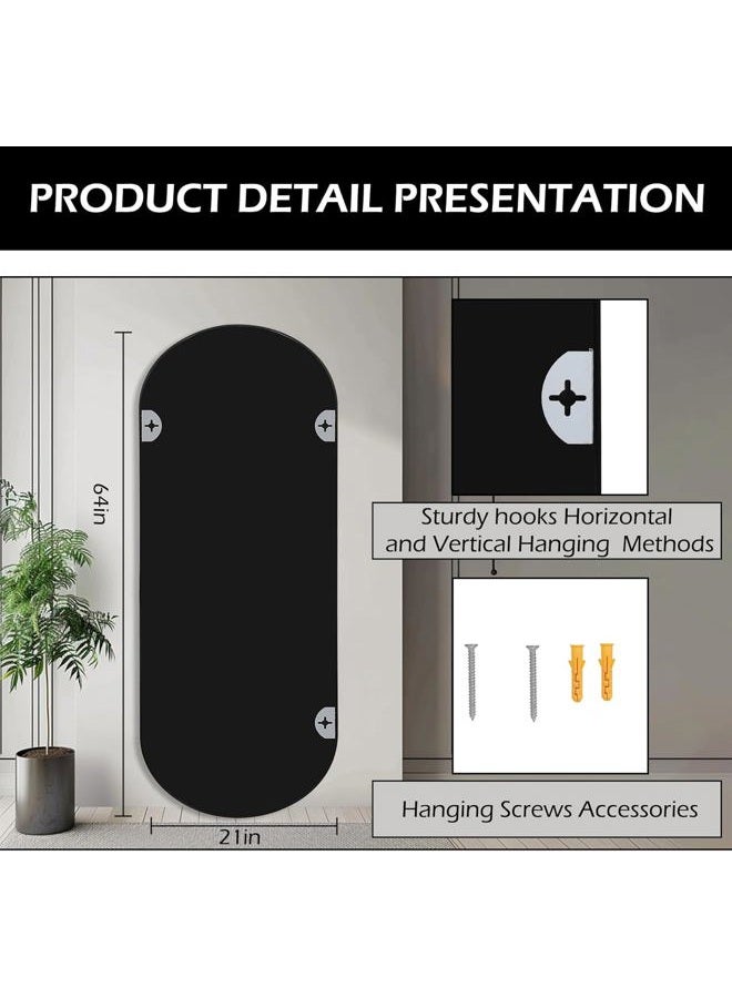 ZHUNFA Arched Full Length Floor Mirror, 64"x 21" Oval Full Floor Mirror, Large Wall Mounted Arched-Top Body Mirror for Living Room, Bedroom, Bathroom, Entryway, Dressing Room Black - Image 3