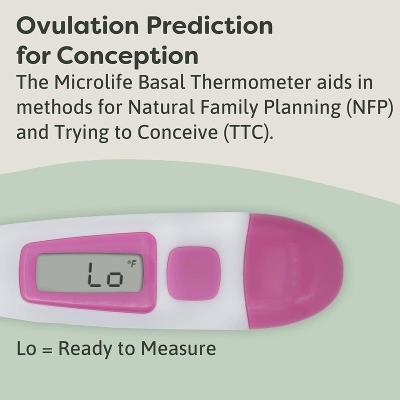 microlife Digital Basal Thermometer 1/100th Accurate, Fertility Prediction and Ovulation Tracking, Oral or Vaginal BBT, (60-Second Reading), - Image 2