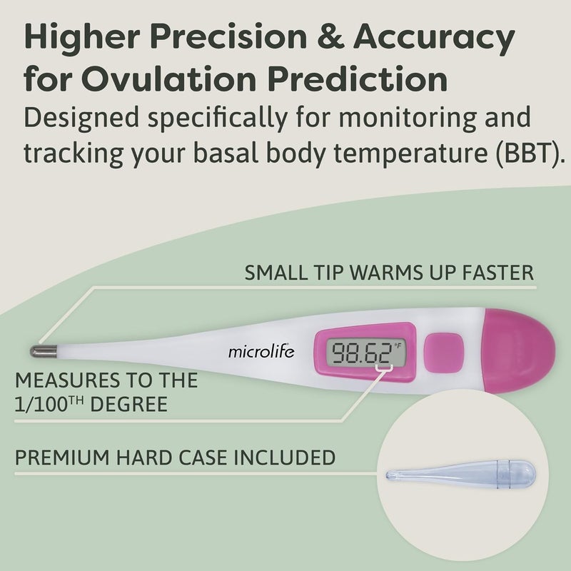 microlife Digital Basal Thermometer 1/100th Accurate, Fertility Prediction and Ovulation Tracking, Oral or Vaginal BBT, (60-Second Reading), - Image 3