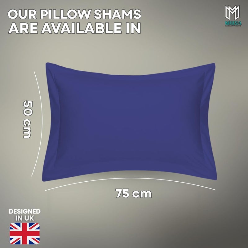 MUSA MUSA® Cotton Pillow Cover Shams - Washable Pillowcases for Sofa Cushions, Bedrooms & Dorm Decor | Hotel Quality Pillow Covers with Envelope Closure & 5cm Side Frame (2, Navy, 50 x 75cm) - Image 2