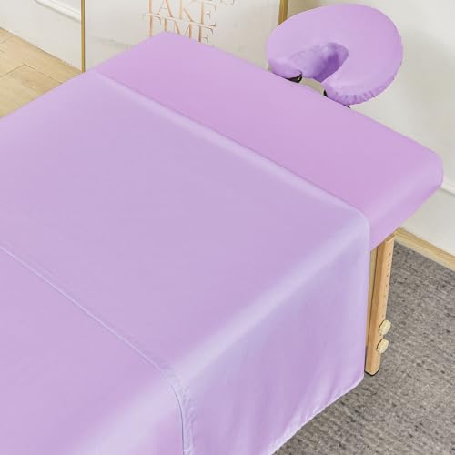 MRJ Microfiber Massage Sheet Set of 3 Pcsfor Massage TablesIncludes Massage Table Cover Massage Fitted Sheetand Massage Face Rest CoverLavender