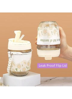 QSHOP QSHOP® Iced Coffee Cups with Lids and Straws for Women Girls Elegant Bead Holder Coffee Mug Iced Coffee Cup Hot Beverage Cup 350ml  - Image 4