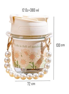QSHOP QSHOP® Iced Coffee Cups with Lids and Straws for Women Girls Elegant Bead Holder Coffee Mug Iced Coffee Cup Hot Beverage Cup 350ml  - Image 5
