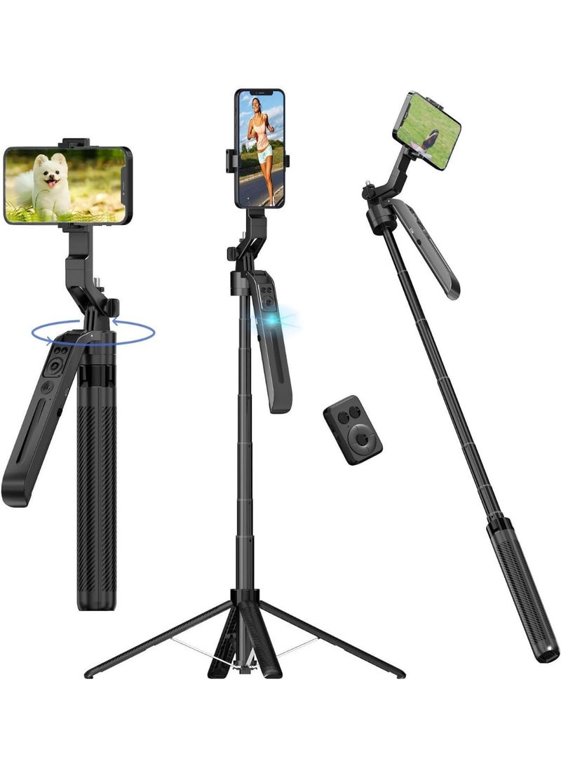 حامل هاتف ثلاثي مع تتبع تلقائي للوجه - دوران 360° مع ريموت للتحكم لتصوير الفلوغ والفيديوهات - Image 1