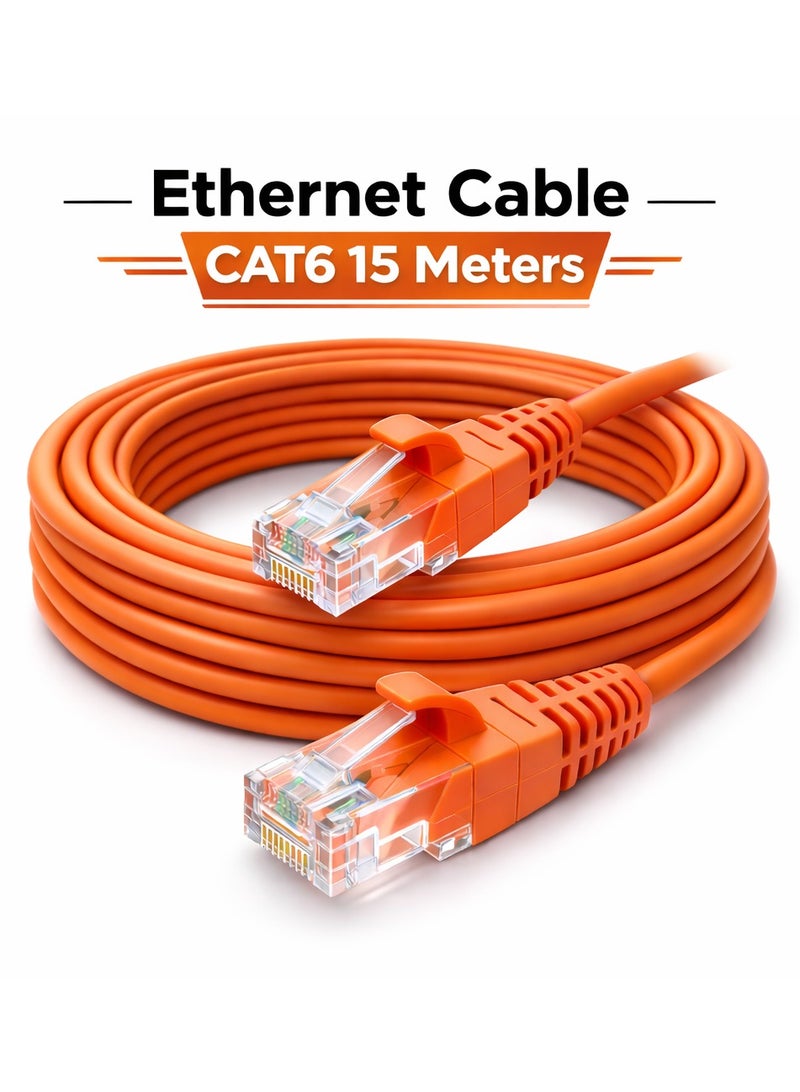فوجيشكا كابل إيثرنت بطول 15 متر – موصلات RJ45 متينة لشبكات سلكية موثوقة | مثالي لأجهزة التوجيه، المحولات، الحواسيب والمزيد | تصميم مضاد للتشابك مع تنظيم بواسطة أربطة | رؤية محسّنة لتسهيل إدارة الكابلات - Image 1