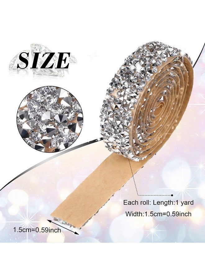 Xinnun 5 Rolls Crystal Rhinestone Ribbon Shiny Resin Diamond Self-Adhesive Bling Ribbon For Arts Crafts Diy Party Decor(Silver,Basic Style) - Image 1