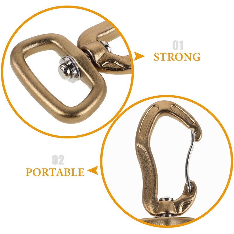 Rotating Locking Carabiner 7075 Aluminum Heavy Duty Hook for Dog Leash Camping Hiking Outdoor Safety Gold - Image 4