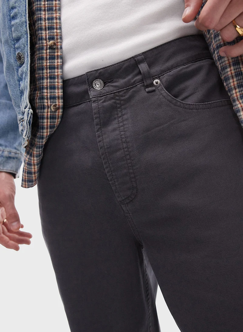 توب مان Topman loose cnavas trousers in charcoal