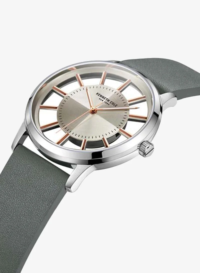 Kenneth Cole New York Modern Classic Grey Dial Genuine Leather Strap Analog Watch for Men