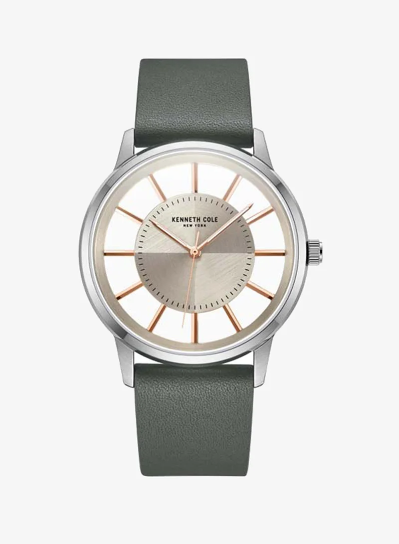 Kenneth Cole New York Modern Classic Grey Dial Genuine Leather Strap Analog Watch for Men