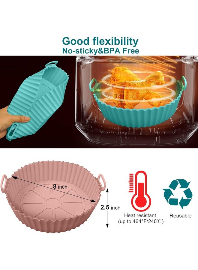 Air Fryer Silicone Pot, 2pcs Air Fryer Silicone Liners Round Food Safe Non-Stick Air Fryer Basket Accessories, Reusable Replacement of Flammable Parchment Liner Paper Fits 3QT - 5QT Air Fryer