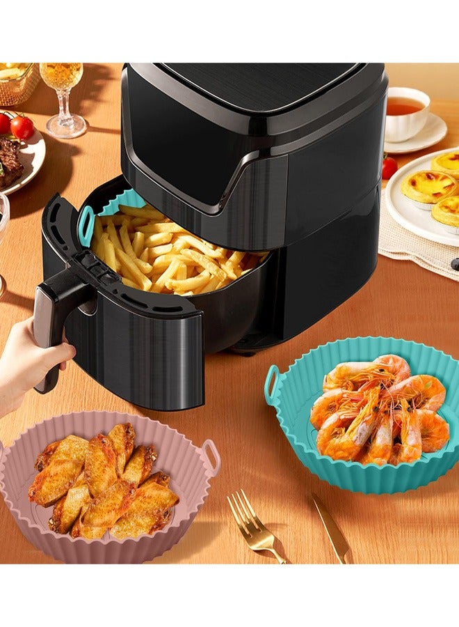 Air Fryer Silicone Pot, 2pcs Air Fryer Silicone Liners Round Food Safe Non-Stick Air Fryer Basket Accessories, Reusable Replacement of Flammable Parchment Liner Paper Fits 3QT - 5QT Air Fryer