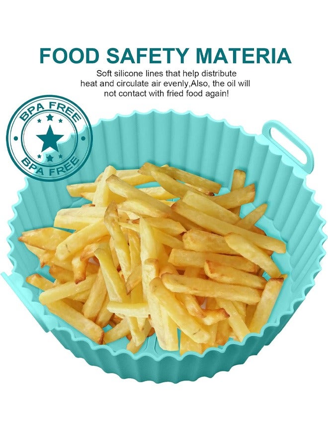 Air Fryer Silicone Pot, 2pcs Air Fryer Silicone Liners Round Food Safe Non-Stick Air Fryer Basket Accessories, Reusable Replacement of Flammable Parchment Liner Paper Fits 3QT - 5QT Air Fryer