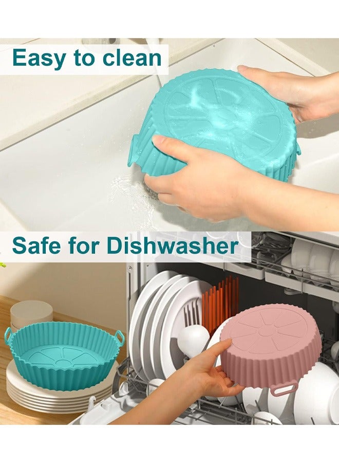 Air Fryer Silicone Pot, 2pcs Air Fryer Silicone Liners Round Food Safe Non-Stick Air Fryer Basket Accessories, Reusable Replacement of Flammable Parchment Liner Paper Fits 3QT - 5QT Air Fryer