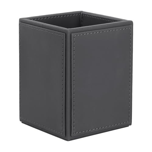 V-CUBE DESIGNS Premium Vegan Leather Pen Holder for Desk & Study Table Accessory | Marker/Pencil Stand for Student | Stationery Organizer for Office Table & Home | 6mm Thickness with MDF Core |Grey - Image 2