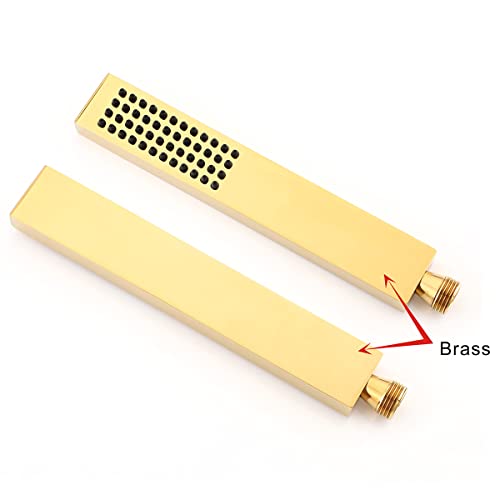 Asyas Square Solid Brass Hand Held Shower Head (Gold) - Image 5