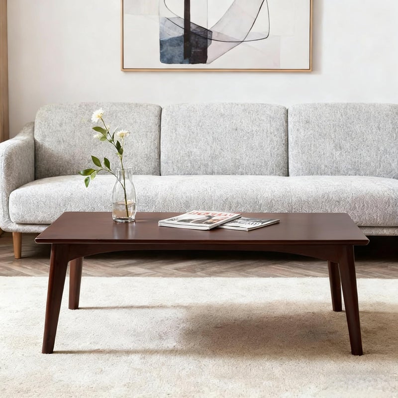 JIKUGO Japanese Floor Table No Assembly Required Bamboo Folding Walnut Coffee Table Bedroom 26x15.8x11.8in Furniture Low Tea Table for Sitting on The Floor Chestnut Large - Image 3