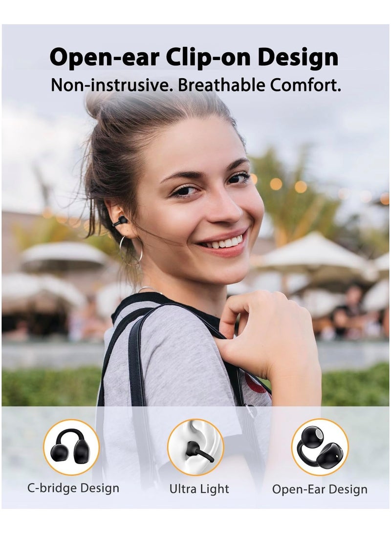 general Clip-on headset, Open-ear wireless bluetooth headset, Air conduction earbuds, Ultra-comfortable, Lightweight, Clear calls, Large drivers, 20 hours of game time, Bluetooth 5.4 Sports Running Exercise - Image 2