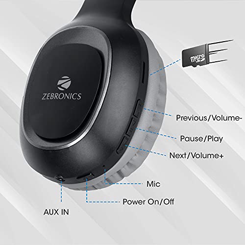 Zebronics Zeb-Paradise Bluetooth Wired Over Ear Headphones With Mic Black - Image 4