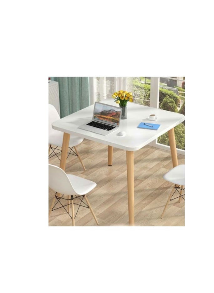 Generic - Square Dining Table,White Modern Coffee Table,Simple Wood Kitchen Desk(Without Chair) - Image 1