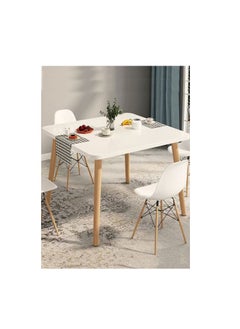 Square Dining Table,White Modern Coffee Table,Simple Wood Kitchen Desk(Without Chair)