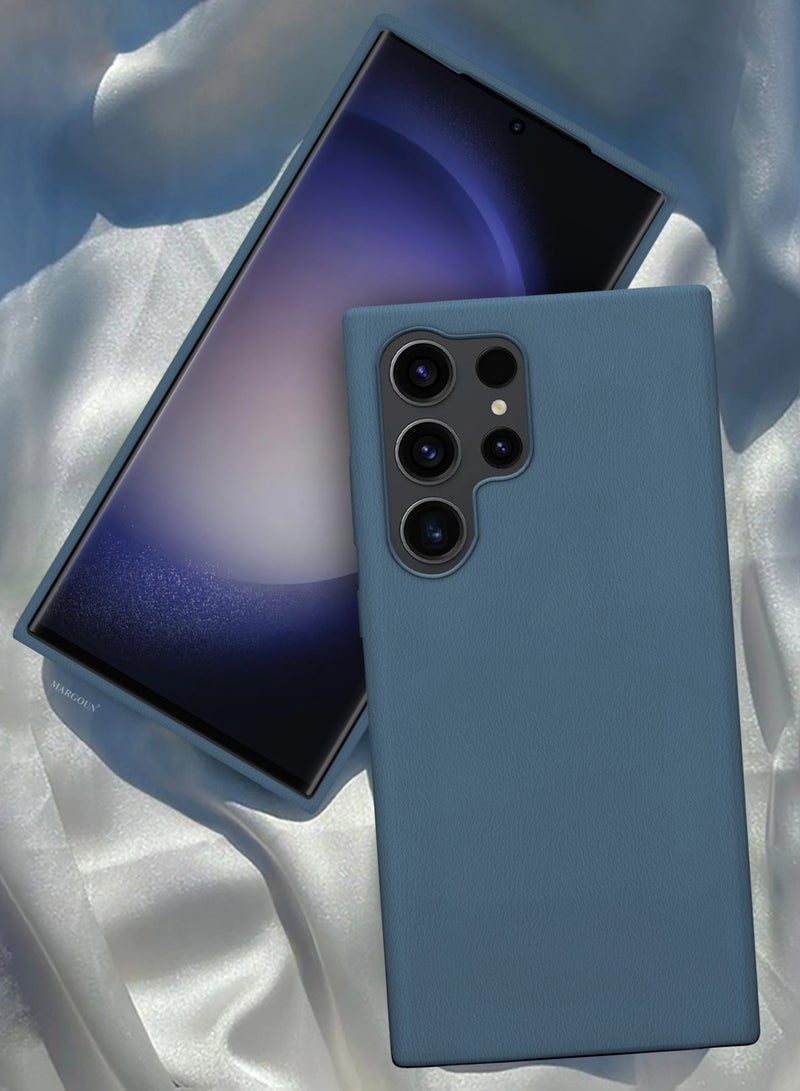 CATANES Leather Slim Fit Phone Case for Samsung Galaxy S23 Ultra – Shock-Absorbent Bumper & Precise Camera Cutout - Dark Blue - Image 3