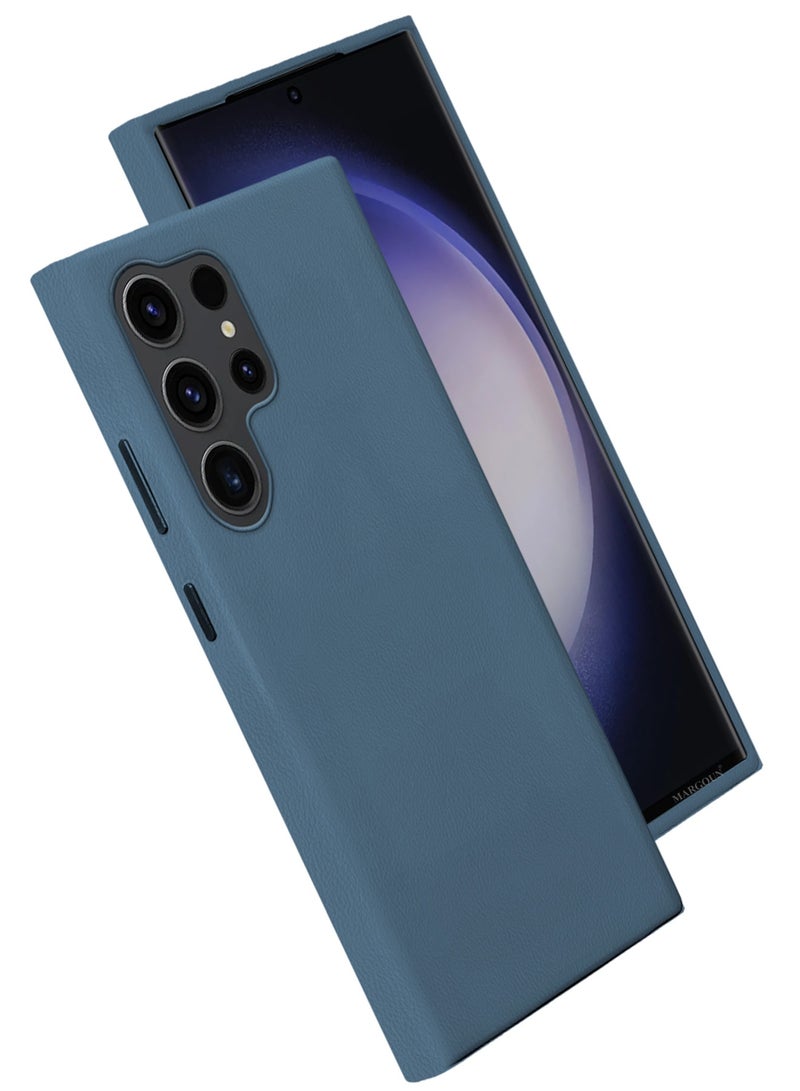 CATANES Leather Slim Fit Phone Case for Samsung Galaxy S23 Ultra – Shock-Absorbent Bumper & Precise Camera Cutout - Dark Blue - Image 1