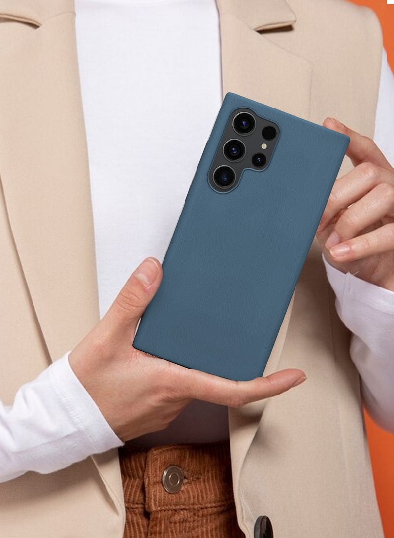 CATANES Leather Slim Fit Phone Case for Samsung Galaxy S23 Ultra – Shock-Absorbent Bumper & Precise Camera Cutout - Dark Blue - Image 4