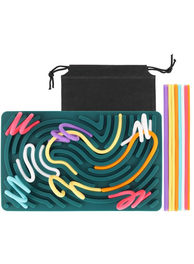HALAMODO Sensory Activity Board , Silicone Sensory Fidget Game Toys, Children's Educational Stress Relief Toy , Double-Sided Sensory Toy for Autism ADHD for Children from 3 Years and Adults, with Travel Bag & 20 Accessories Cords, DIY Shapes , Washable & Reusable Anxiety Sensory Fidget Toy , For Focus Training Portable - Image 1