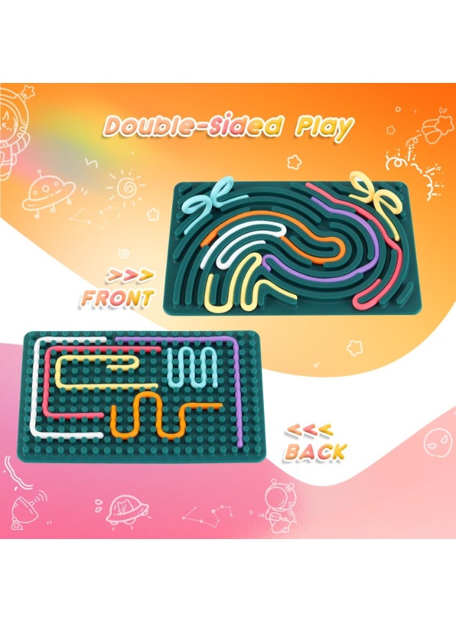 HALAMODO Sensory Activity Board , Silicone Sensory Fidget Game Toys, Children's Educational Stress Relief Toy , Double-Sided Sensory Toy for Autism ADHD for Children from 3 Years and Adults, with Travel Bag & 20 Accessories Cords, DIY Shapes , Washable & Reusable Anxiety Sensory Fidget Toy , For Focus Training Portable - Image 2