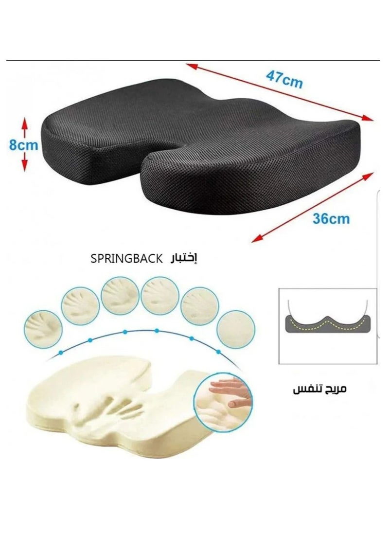 الذاكرة السريعة وسادة مقعد مايكرو سبيد من الميموري فوم الجل مانعة للانزلاق ومعززة بالجل لتقويم العظام والعصعص مع غطاء من المايكروفايبر قابل للازالة، لالام العصعص ودعم الظهر لكرسي المكتب مقعد كرسي السيارة على شكل حرف U  - Image 2