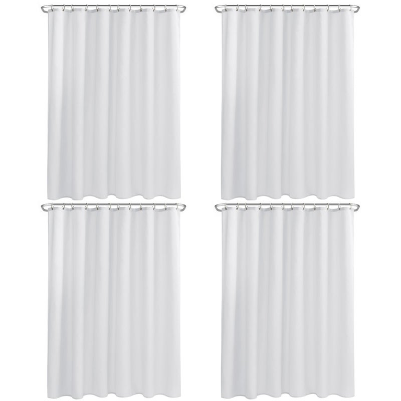 Nasitos Fabric Shower Curtain Liners 4 Pack  W72 x H72  Washable  Water Resistant Cloth Shower Liner for Bathroom Soft Hotel Quality Standard Size White Include 8 Separate Magnets