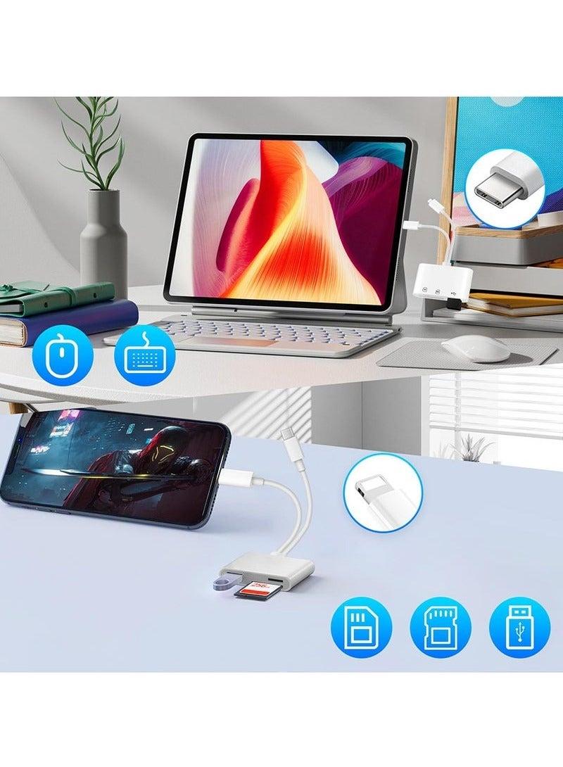 فلوينغ قارئ بطاقات SD ثلاثي الوظائف للآيفون وأجهزة USB-C - محول بطاقات ذاكرة فائق السرعة بفتحتين مزدوجتين (SD/TF) - Image 3