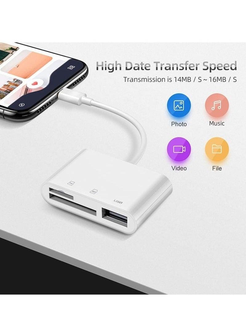 فلوينغ قارئ بطاقات SD ثلاثي الوظائف للآيفون وأجهزة USB-C - محول بطاقات ذاكرة فائق السرعة بفتحتين مزدوجتين (SD/TF) - Image 2