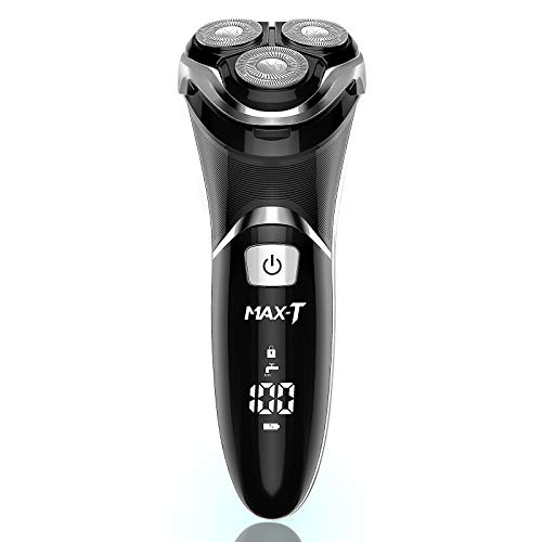 MAX-T Men's Electric Shaver - MAX-T Corded and Cordless Rechargeable 3D Rotary Shaver Razor for Men with Pop-up Sideburn Trimmer Wet and Dry, IPX7 Waterproof, Plug & Play - Image 1