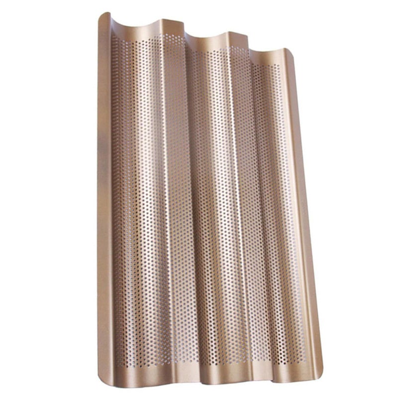Perforated Nonstick Carbon Steel Baguette Pan Three Slot Home Baking Tray - Image 2