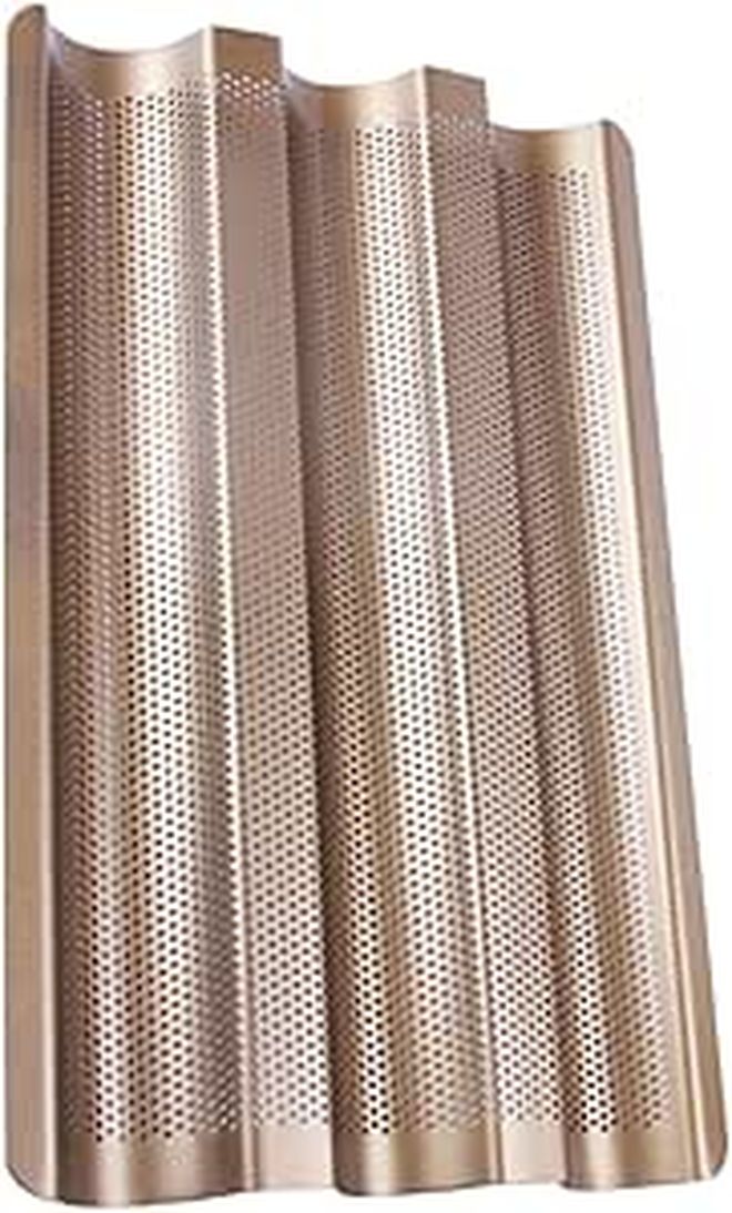 Perforated Nonstick Carbon Steel Baguette Pan Three Slot Home Baking Tray - Image 1
