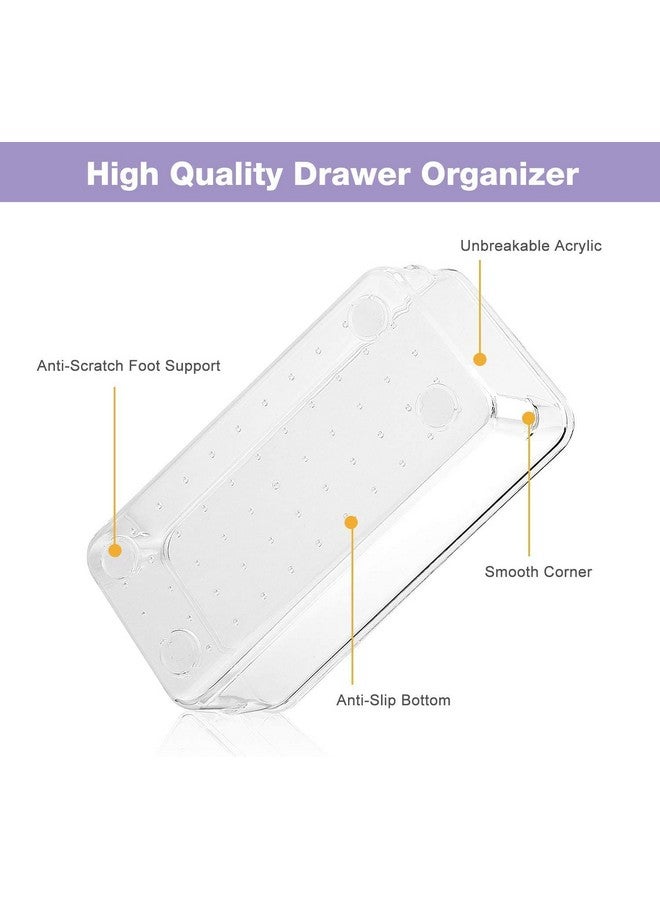 Zeinwap Desk Drawer Organizers Trays Set Clear Plastic Storage Bins Bathroom Drawer Tray Dividers Vanity Trays Organizer for Bedroom Dresser Makeup Kitchen Utensil Office (16 Piece) - Image 3