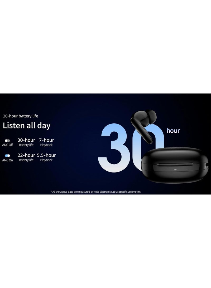 REBENUO T13 ANC 2 Truly Wireless ANC Earbuds With Noice Cancellation Against 25 km/h of Wind 30 Hours Long Battery Life 5.3 Bluetooth Multipoint & Stable Connection & Sensitive Touch Control - Black - Image 3