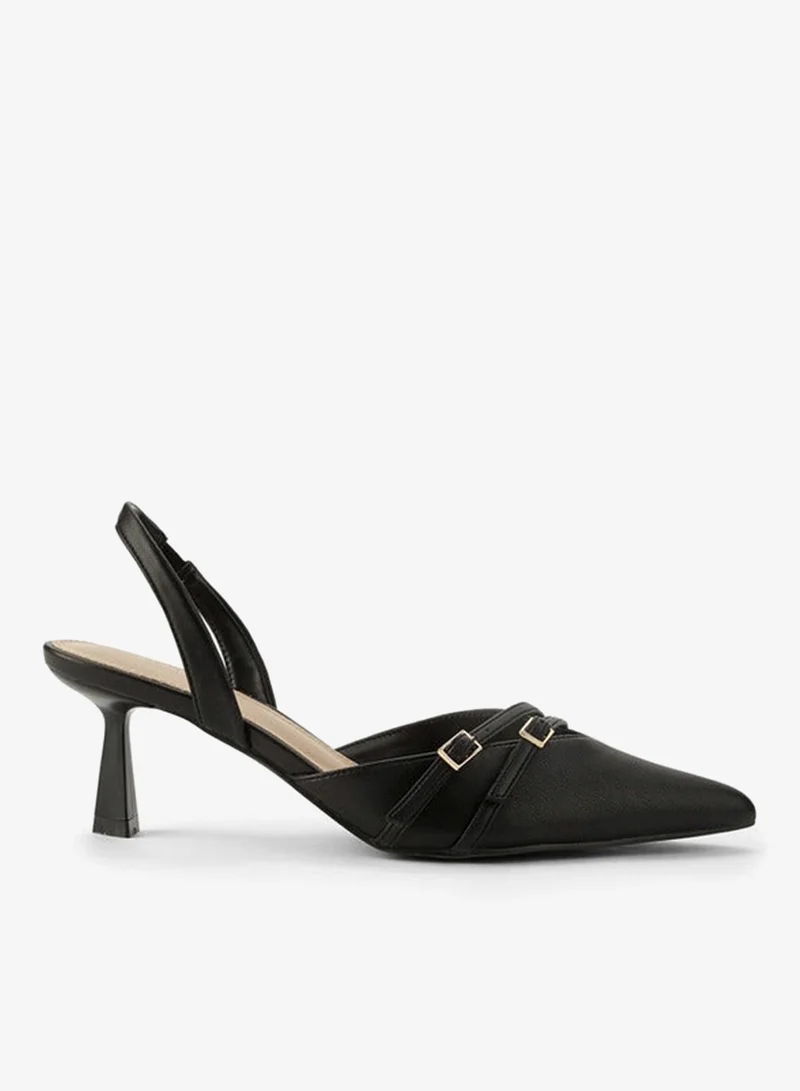 Women Buckle Accent Slingback Shoes