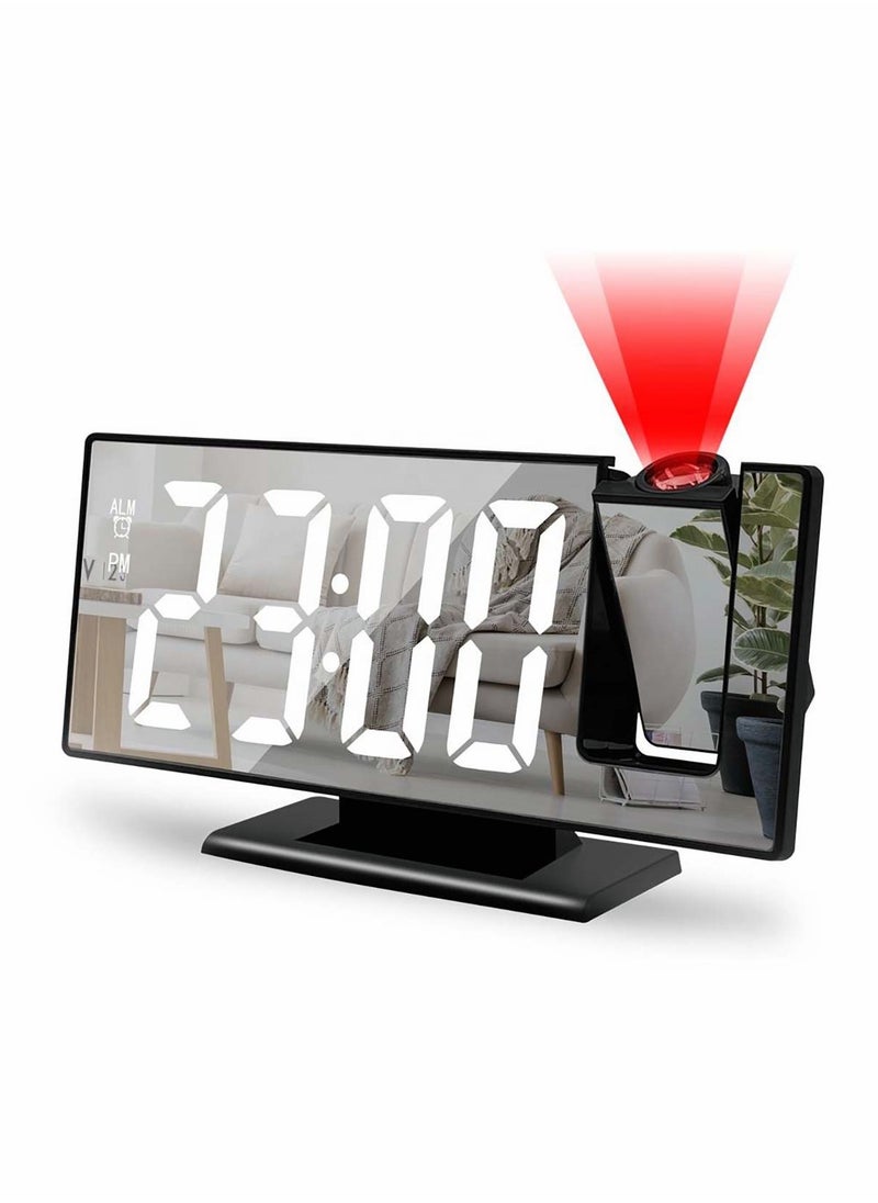 Generic - Projection Alarm Clock LED Digital Smart Alarm Clock 180° Time Projection 12 or 24H Display for Office Table Bedroom Nightstand - Image 1