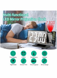 Generic Projection Alarm Clock LED Digital Smart Alarm Clock 180° Time Projection 12 or 24H Display for Office Table Bedroom Nightstand  - Image 2