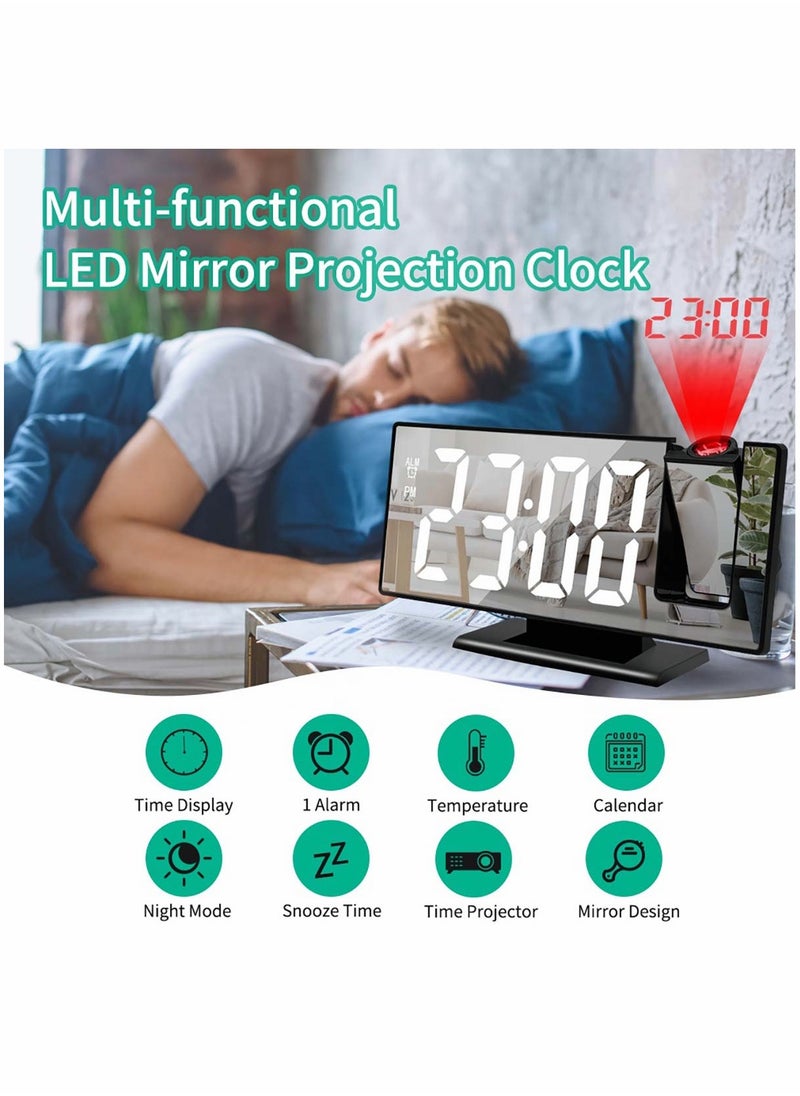 Generic - Projection Alarm Clock LED Digital Smart Alarm Clock 180° Time Projection 12 or 24H Display for Office Table Bedroom Nightstand - Image 1