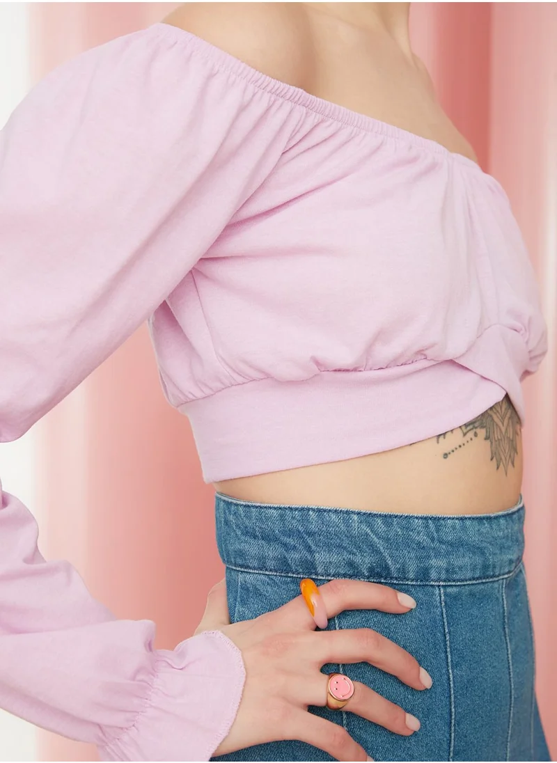 trendyol Bardot Wrap Crop Top